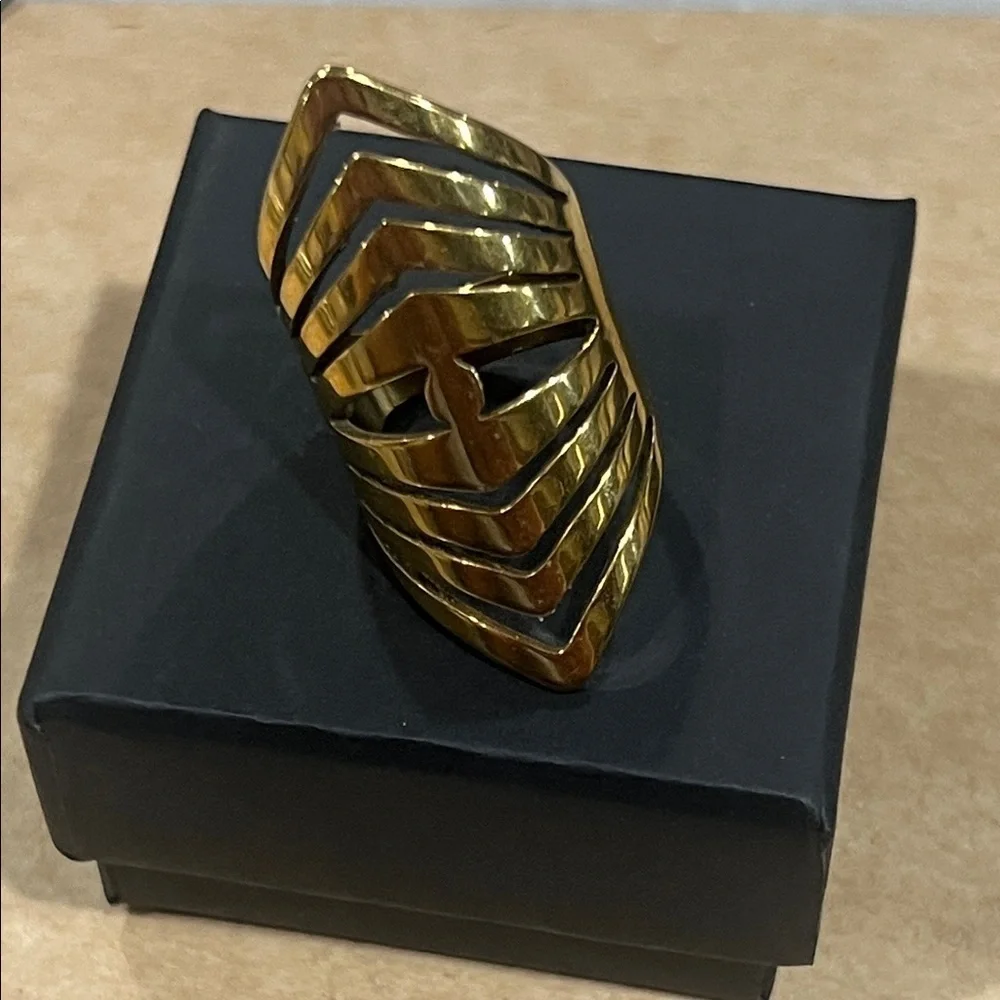 Geometric Gold Stainless Steel Statement Ring
